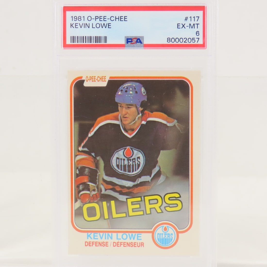 1981 O-PEE-CHEE Kevin Lowe RC #117 PSA 6 EX-MT: 1981 O-PEE-CHEE Kevin Lowe RC #117 PSA 6 EX-MT - Lot Size 5.5x3.5x1" 1 LB All information and photos, which are part of the description, are intended to be as accurate as possible, but errors are poss