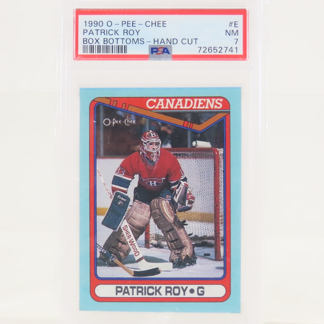 2 1990 O-PEE-CHEE Box Bottoms Patrick Roy #E PSA 7 - 2
