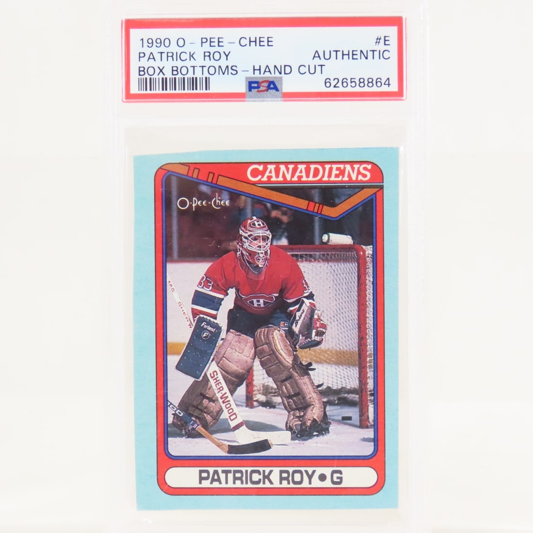 2 1990 O-PEE-CHEE Box Bottoms Patrick Roy #E PSA 7 - 4