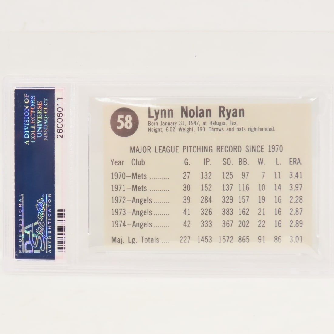 1975 Hostess Nolan Ryan #58 PSA 9 MINT - 2