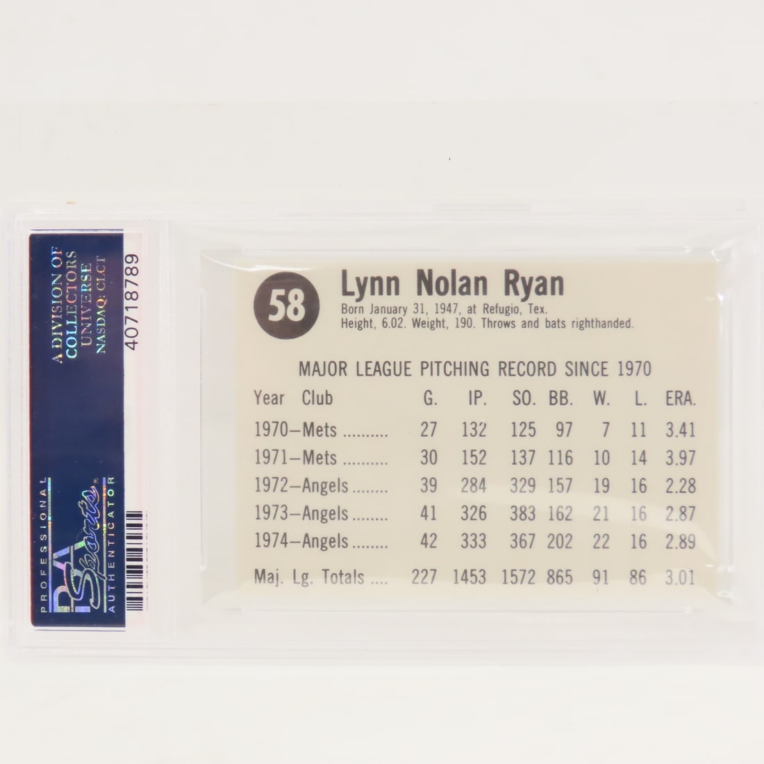 1975 Hostess Nolan Ryan #58 PSA 9 MINT - 2