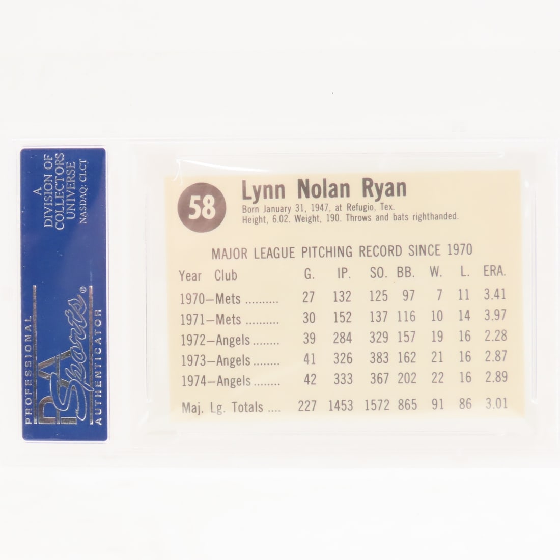 1975 Hostess Nolan Ryan #58 PSA 9 MINT - 2