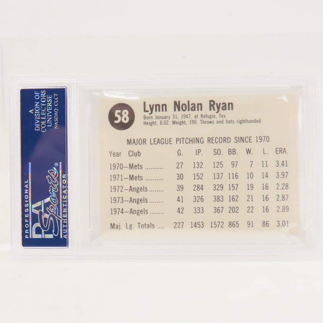 1975 Hostess Nolan Ryan #58 PSA 8 NM-MT - 2
