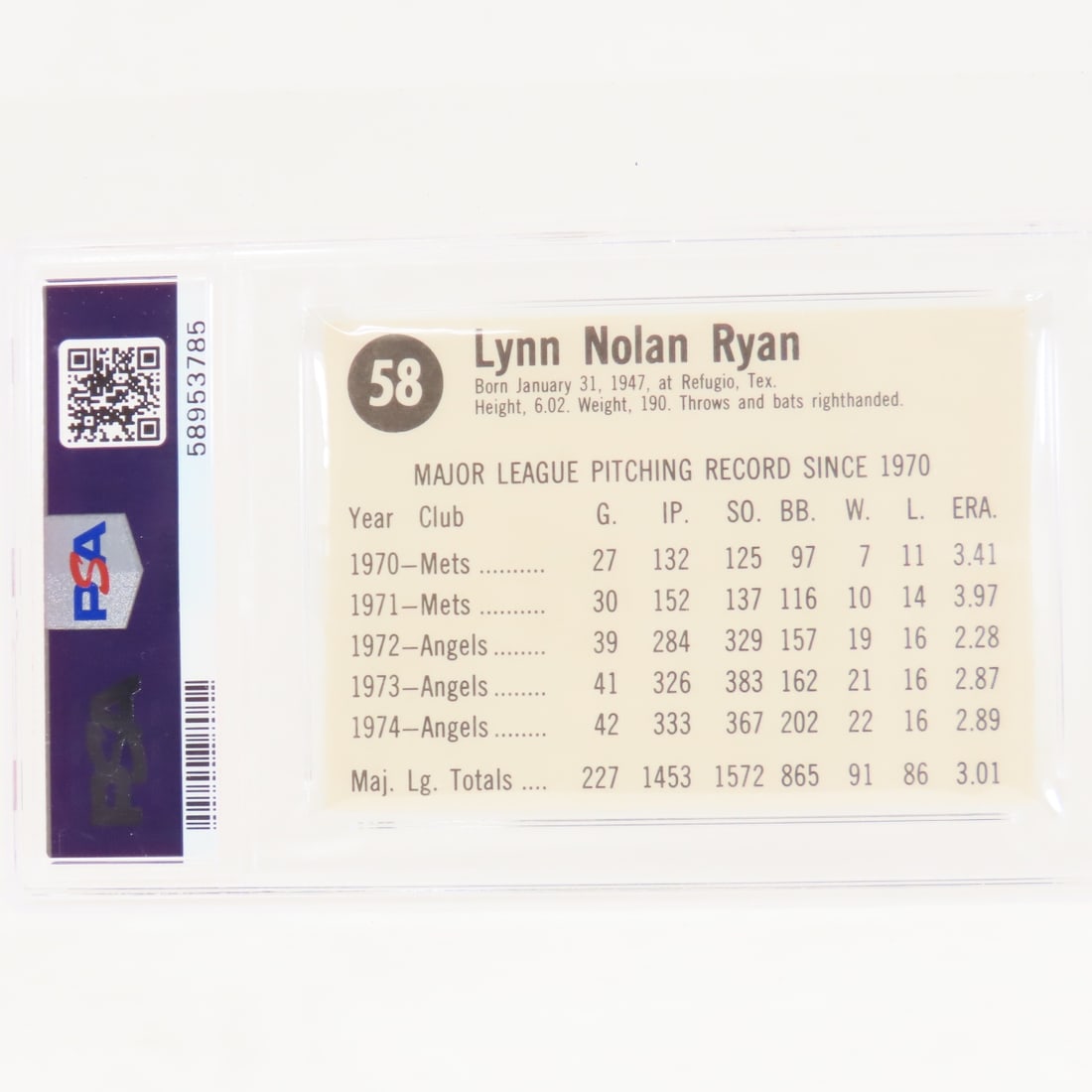 1975 Hostess Nolan Ryan #58 PSA 8 NM-MT - 2