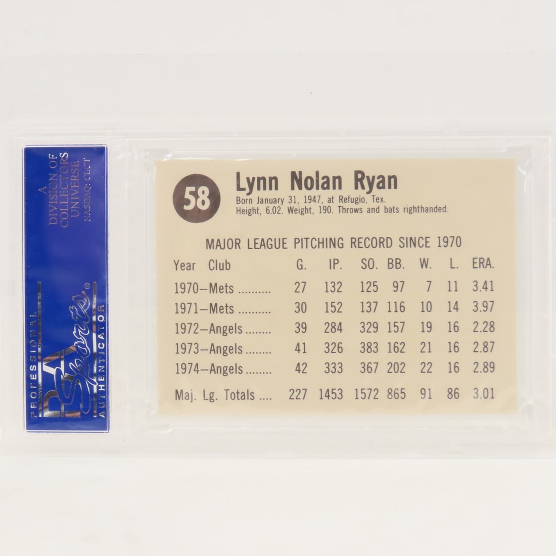 1975 Hostess Nolan Ryan #58 PSA 8 NM-MT - 2