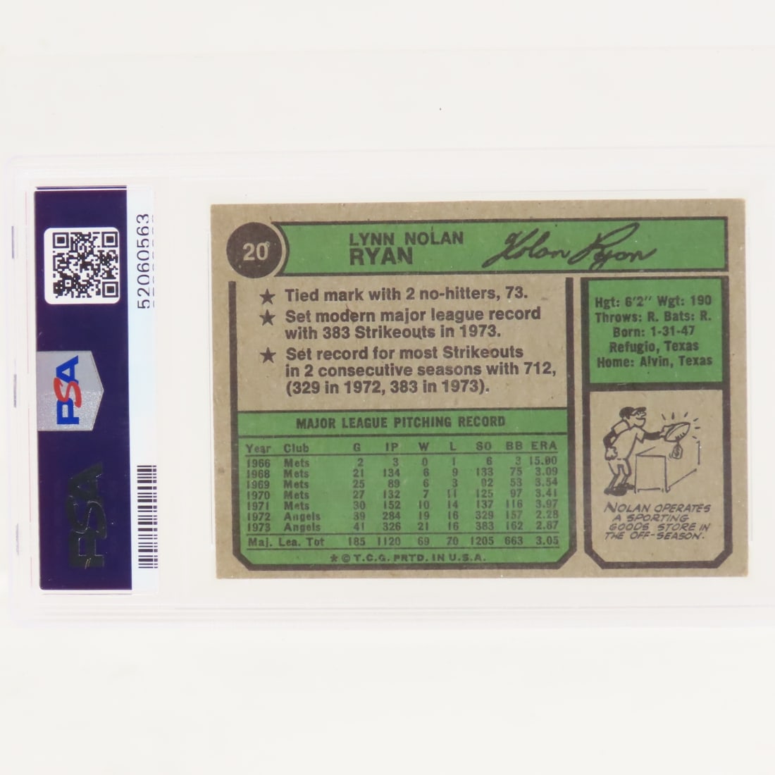 1974 Topps Nolan Ryan #20 PSA 4 VG-EX - 2