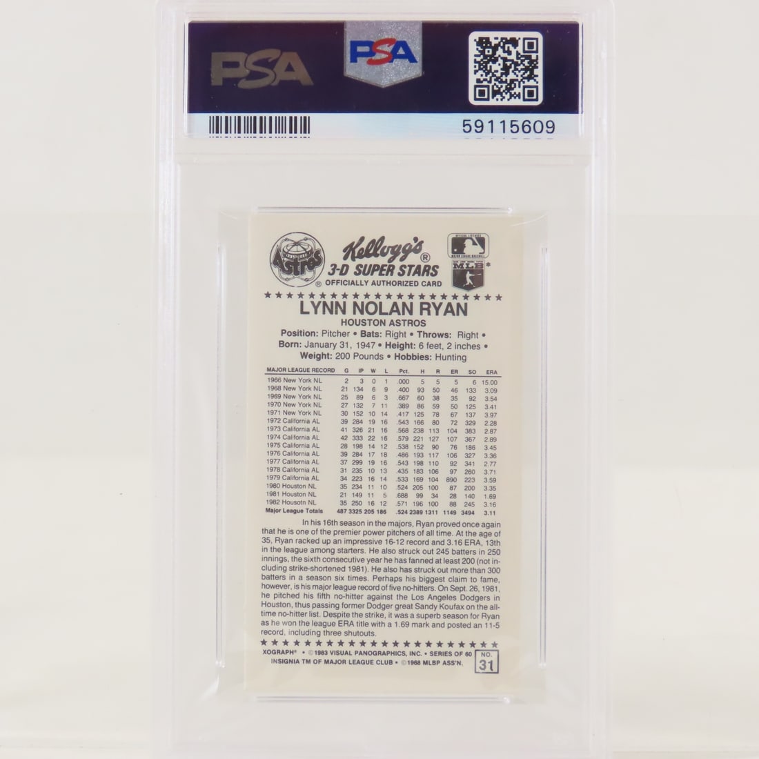 3 PSA Graded Nolan Ryan Baseball Cards 83 & 84 - 3