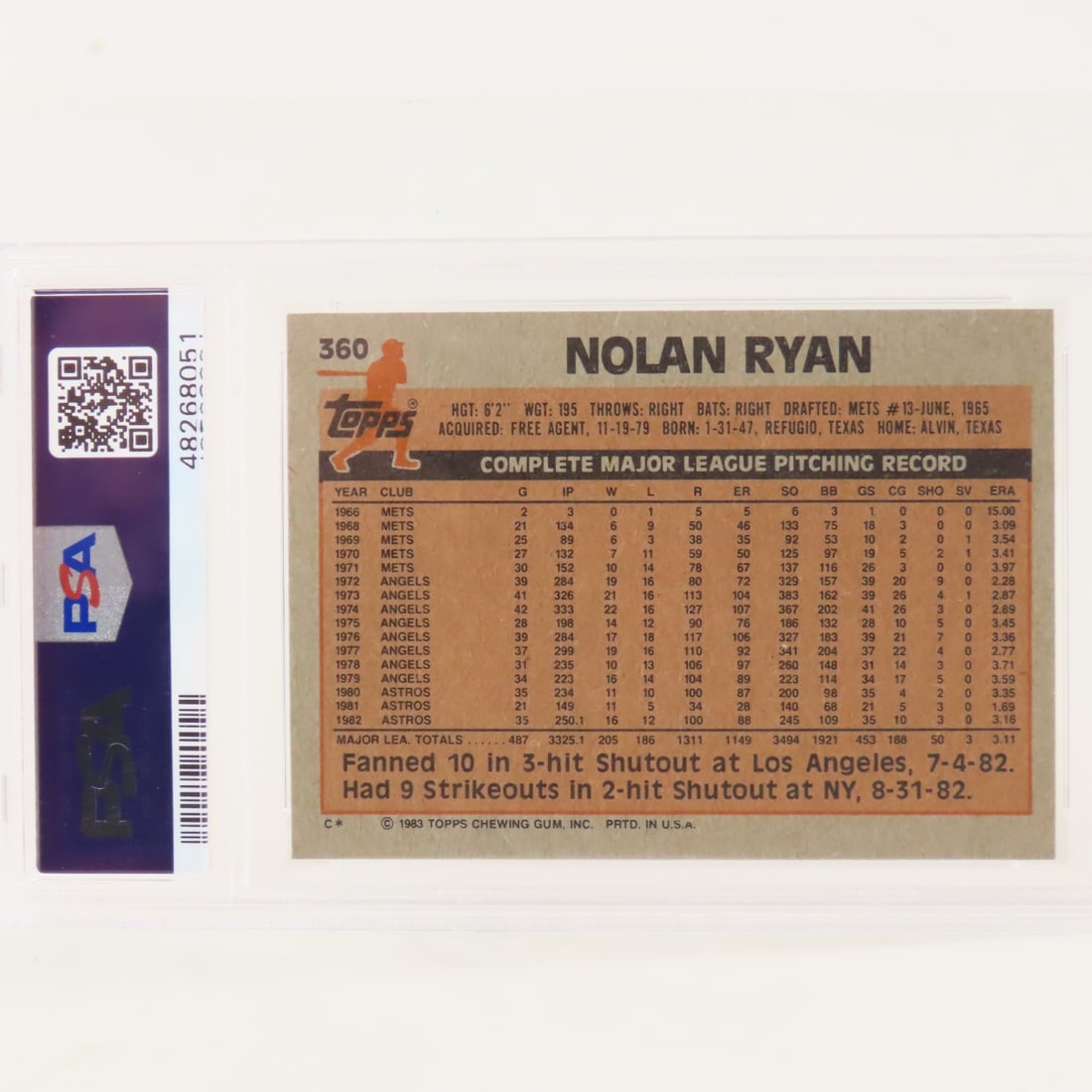 3 PSA Graded Nolan Ryan Baseball Cards 83 & 84 - 5