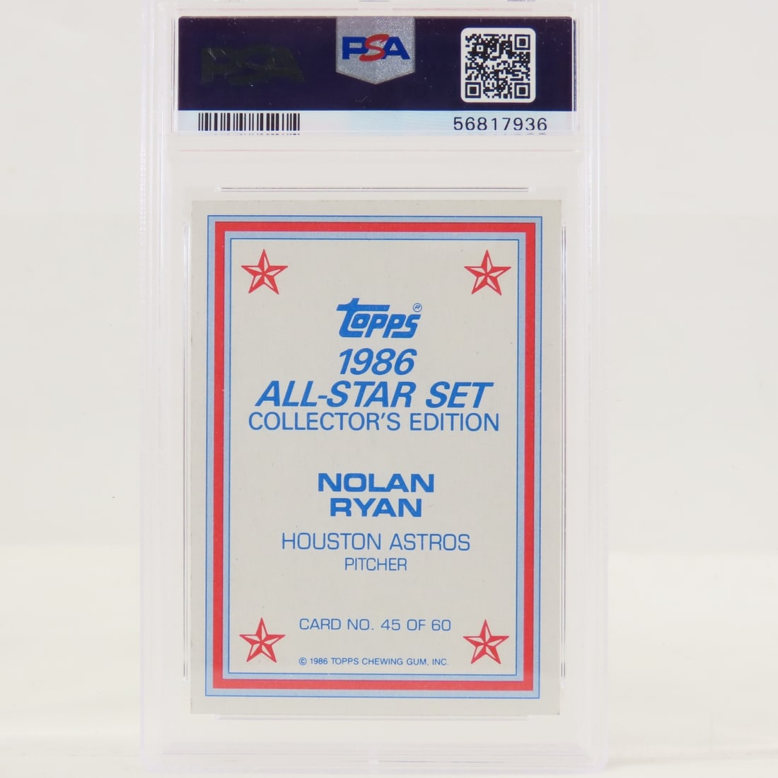 5 PSA Graded Nolan Ryan Cards 1986 - 1987 - 3