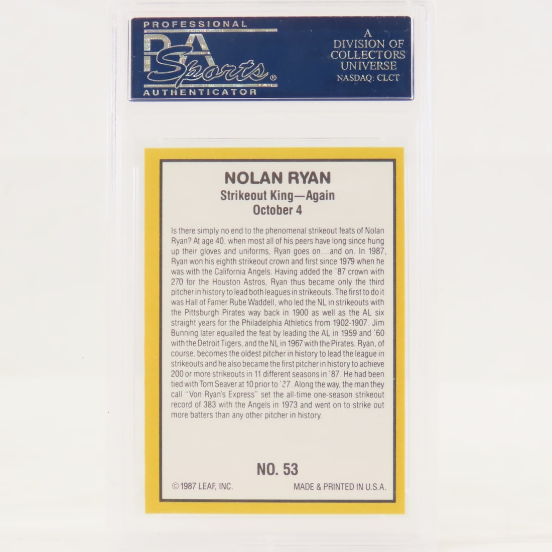 5 PSA Graded Nolan Ryan Cards 1986 - 1987 - 9