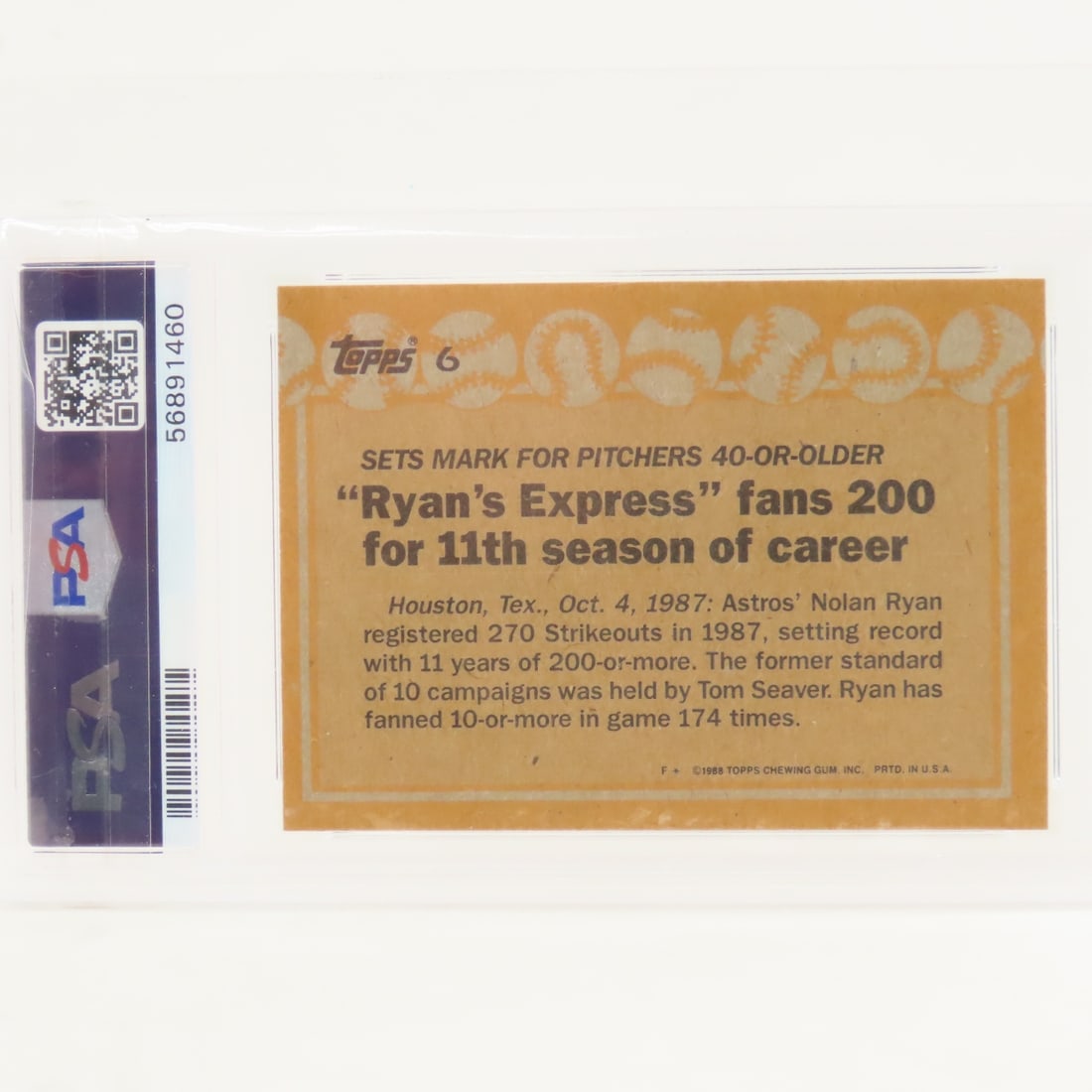 5 PSA Graded Nolan Ryan Cards 1988 Topps & Fleer - 3