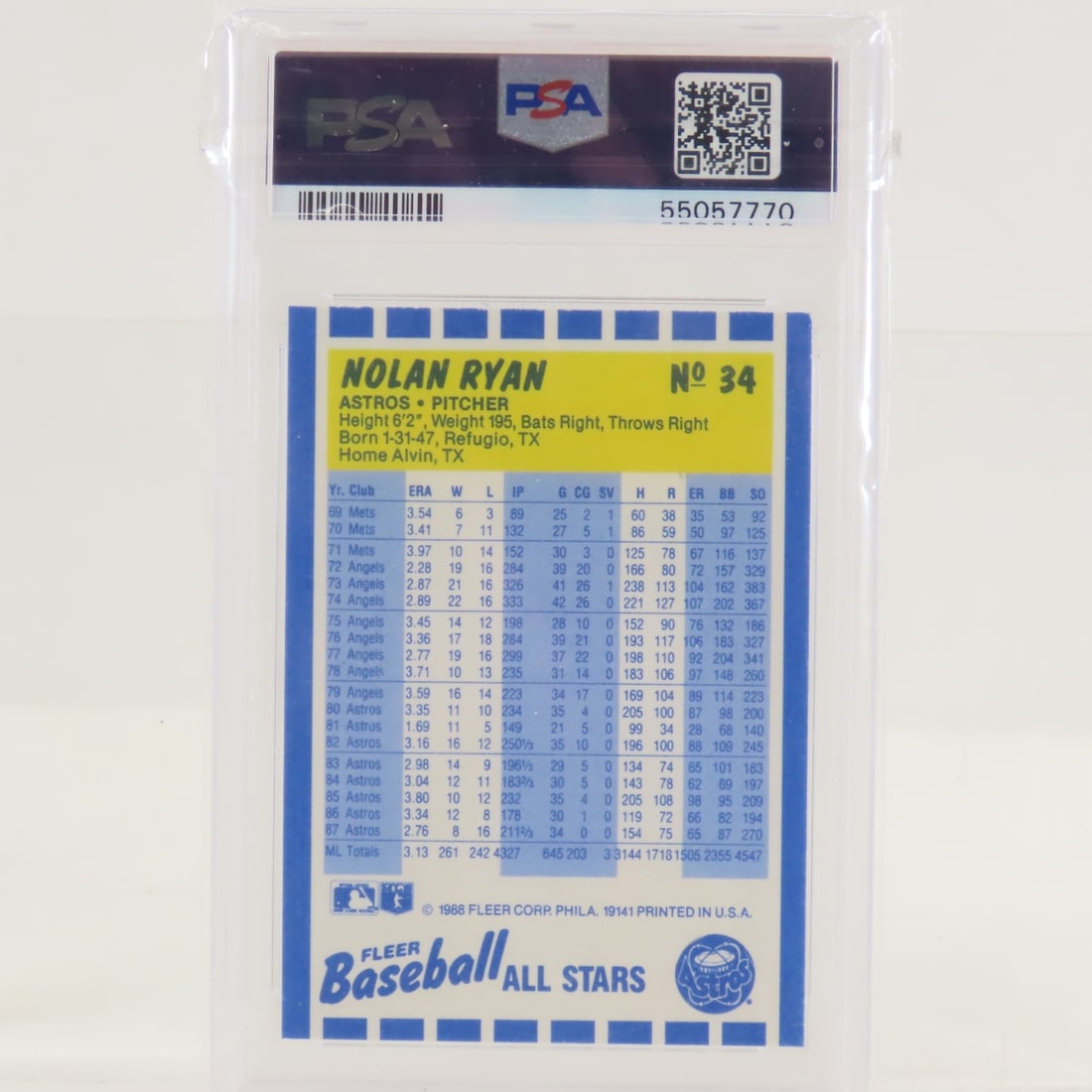 5 PSA Graded Nolan Ryan Cards 1988 Topps & Fleer - 9