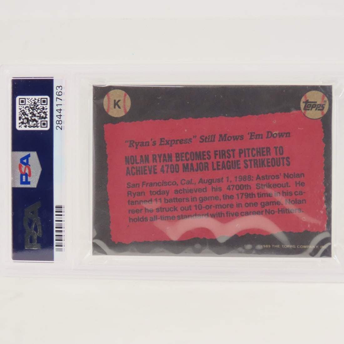 3 PSA Graded Topps Box Panels Nolan Ryan 1988-90 - 7