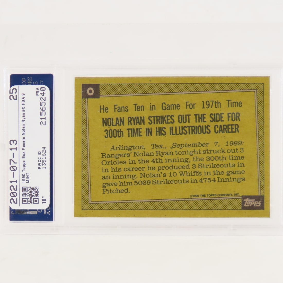 4 PSA Nolan Ryan Topps & OPC Box Panels 88-91 - 7