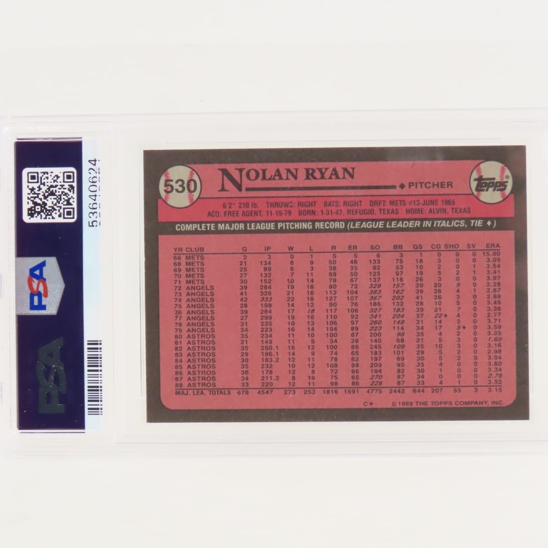 4 PSA & SGC Graded Nolan Ryan Cards 1989-2001 - 3