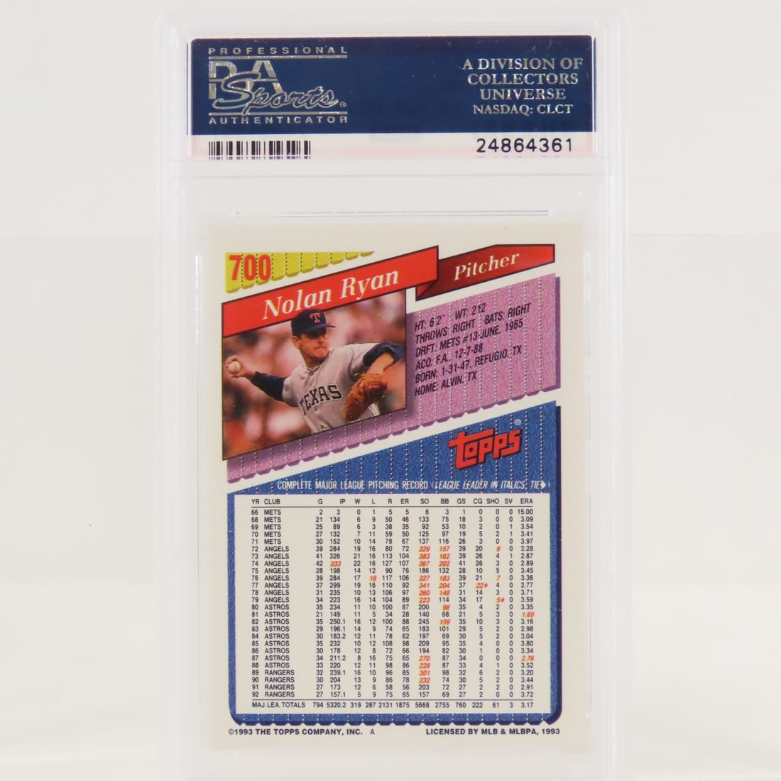 4 PSA & SGC Graded Nolan Ryan Cards 1989-2001 - 5