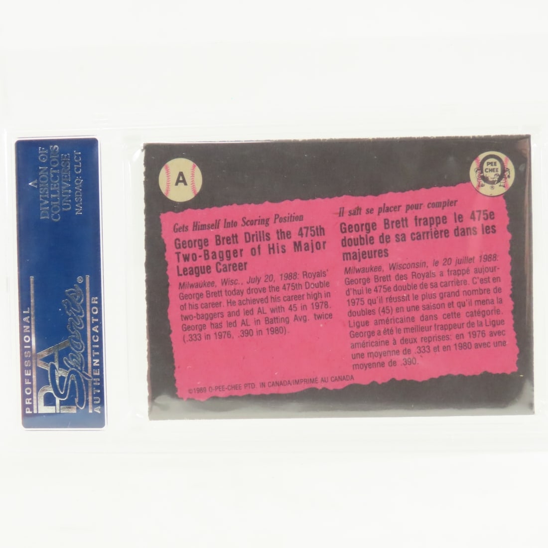 4 1989 O-PEE-CHEE Box Panels George Brett #A PSA - 5