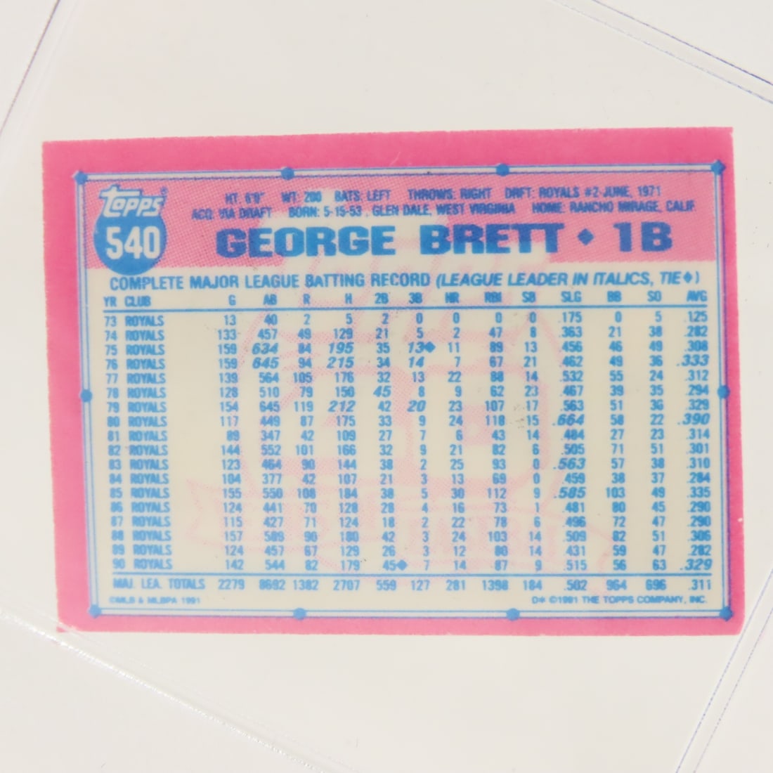 3 1991 Topps Micro George Brett #2 & #540 PSA - 13
