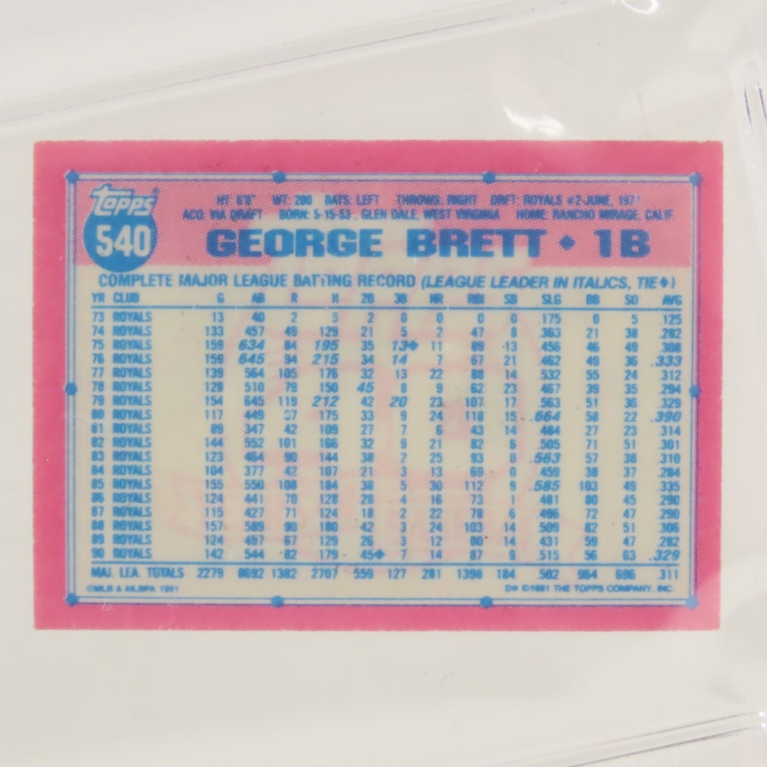 3 1991 Topps Micro George Brett #2 & #540 PSA - 9
