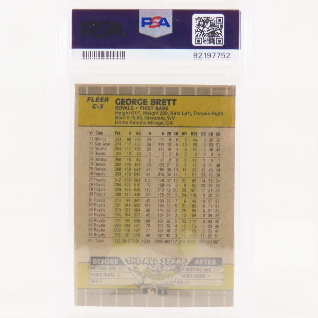 4 PSA Graded George Brett Cards 1989 & 1992 - 5
