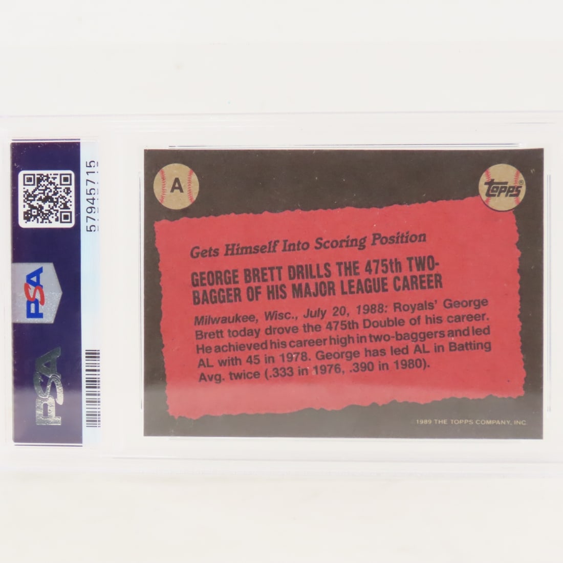 4 PSA Graded George Brett Cards 1989 & 1992 - 9