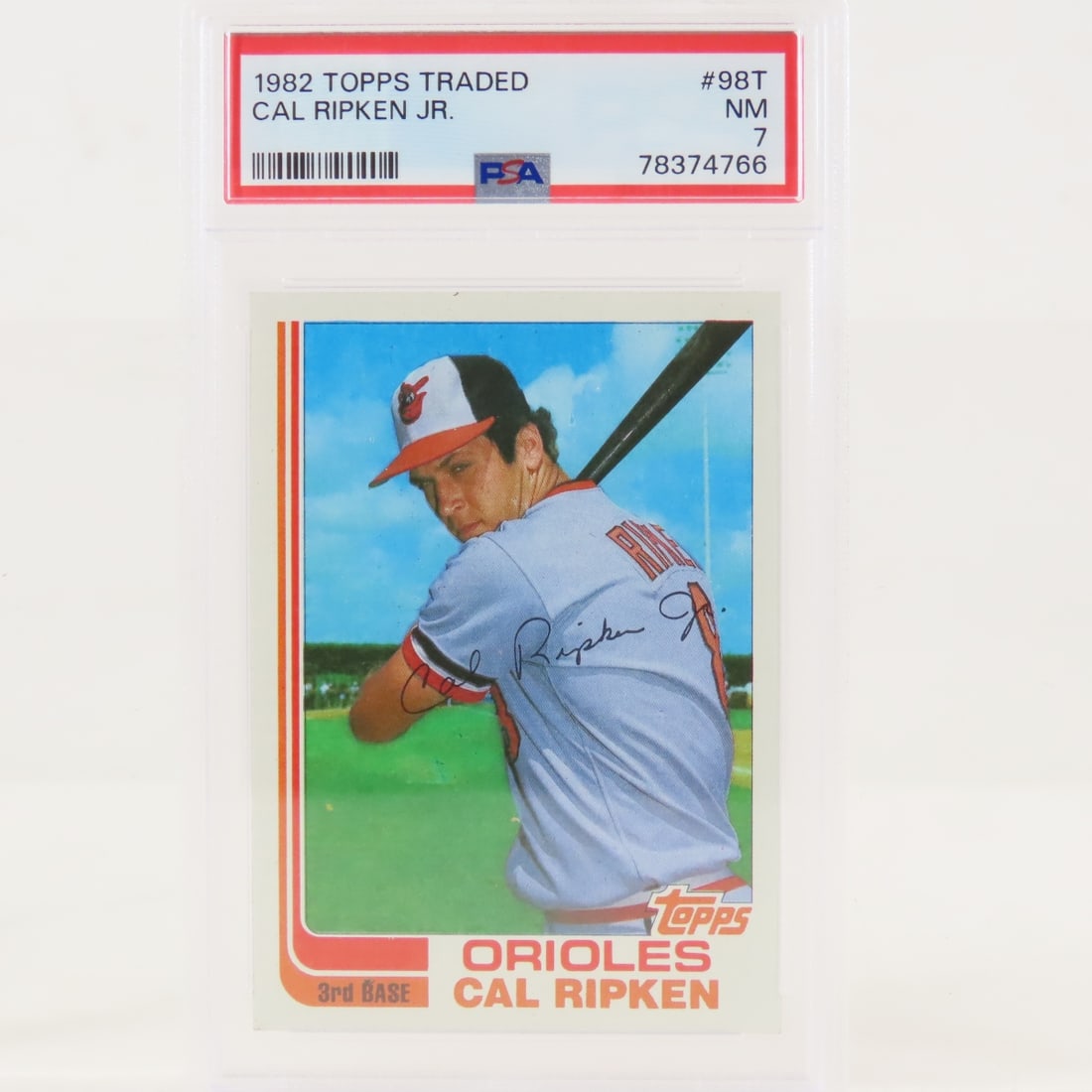 1982 Topps Traded Cal Ripken Jr #98T PSA 7 NM: 1982 Topps Traded Cal Ripken Jr #98T PSA 7 NM - Lot Size 5.5x3.5x1" 1 LB All information and photos, which are part of the description, are intended to be as accurate as possible, but errors are