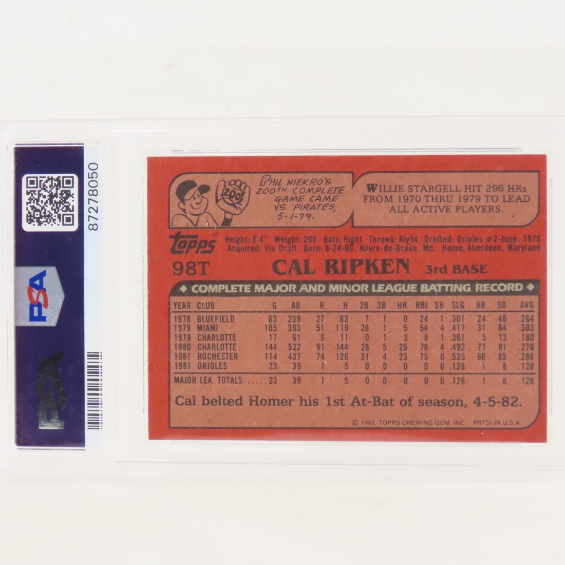 2 1982 Topps Traded Cal Ripken Jr #98T PSA 6 EX-MT - 5