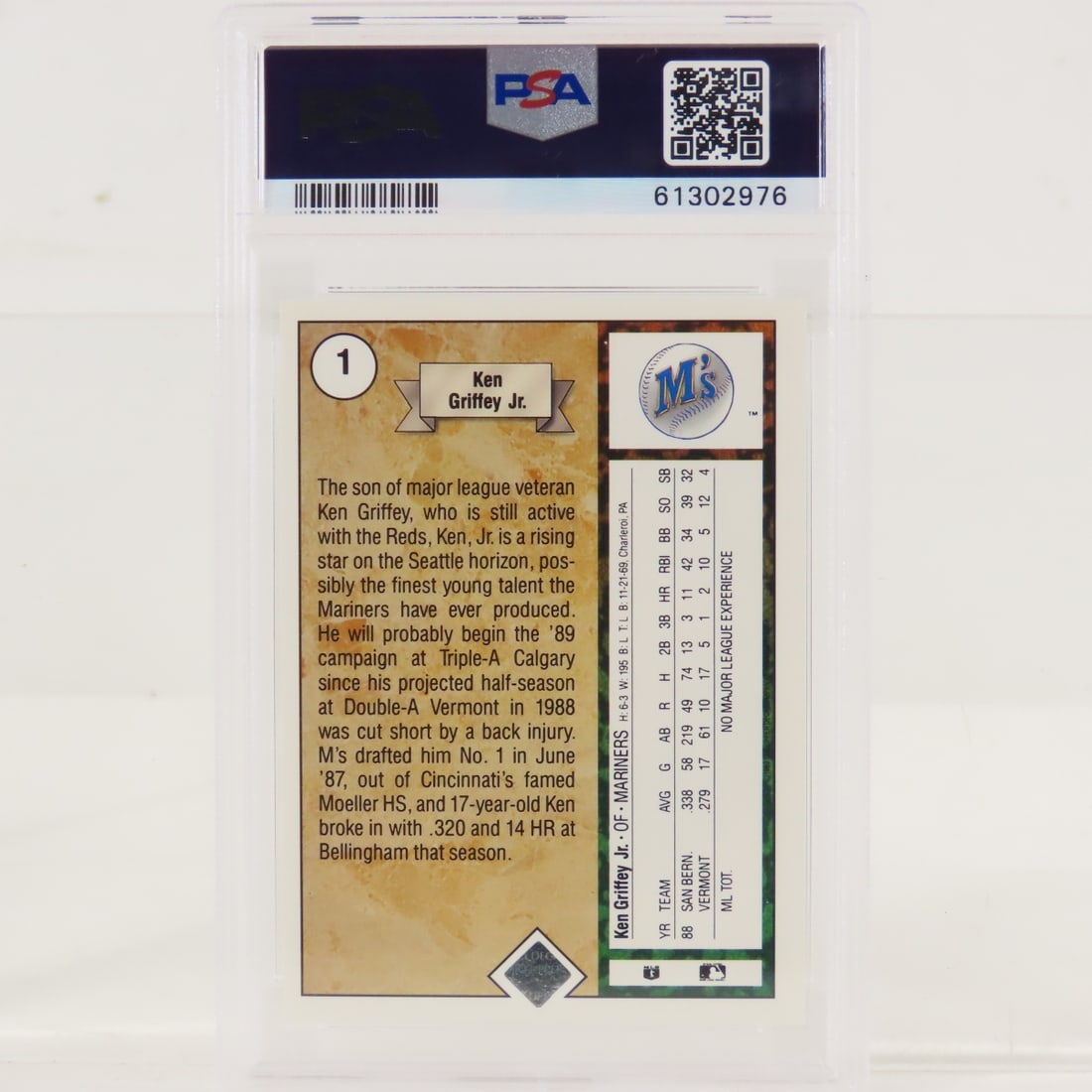 1989 Upper Deck Ken Griffey Jr #1 RC PSA 8 NM-MT - 2