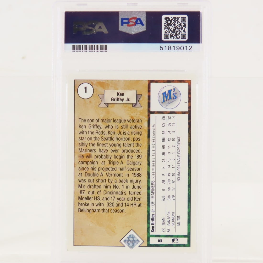 1989 Upper Deck Ken Griffey Jr #1 RC PSA 8 NM-MT - 2