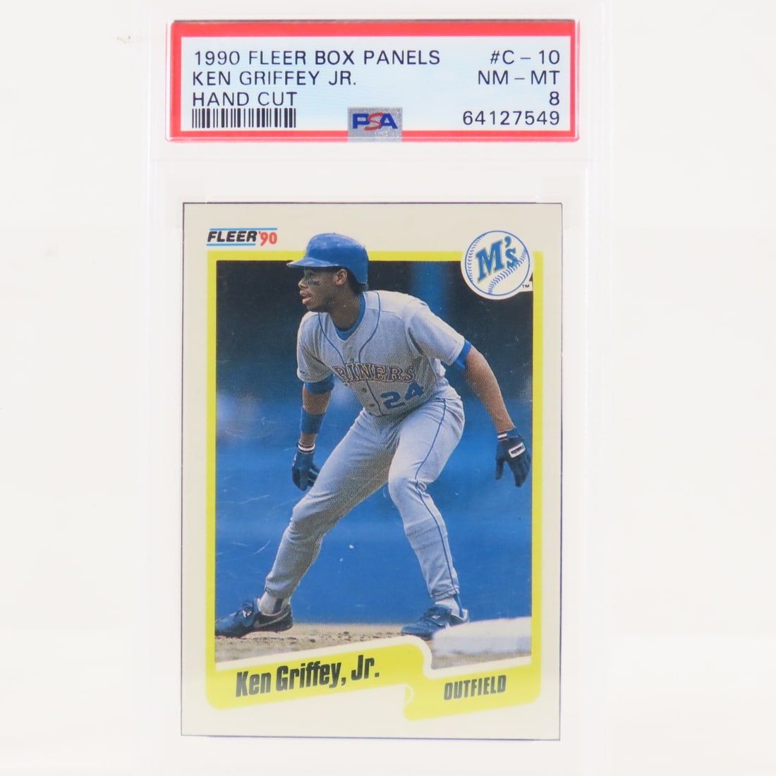 1990 Fleer Box Panels Ken Griffey Jr #C-10 PSA 8: 1990 Fleer Box Panels Ken Griffey Jr #C-10 PSA 8 - Lot Size 5.5x3.5x1" 1 LB All information and photos, which are part of the description, are intended to be as accurate as possible, but errors are