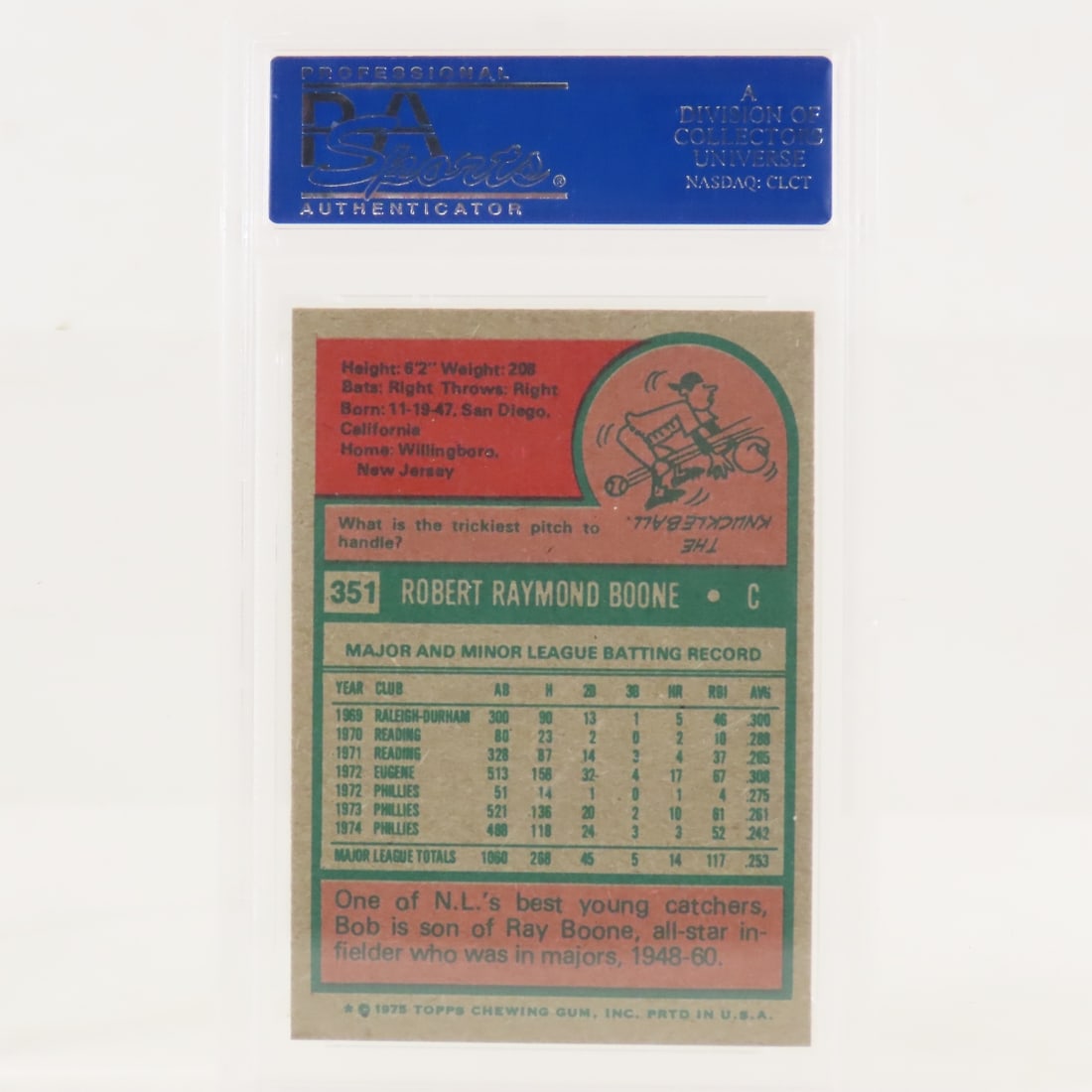 4 PSA Graded Bob Boone Cards 1973-1988 - 6
