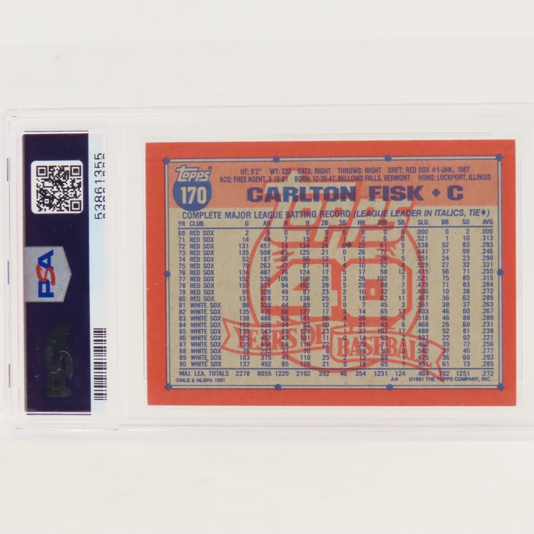 2 1991 Topps Desert Shield Carlton Fisk #393 &170 - 6