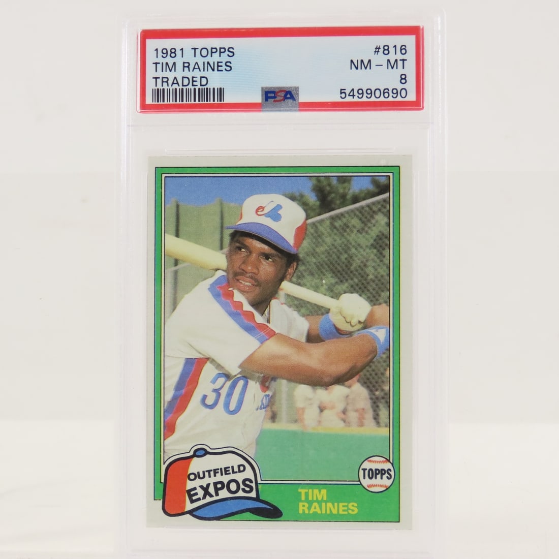 1981 Topps Traded Tim Raines #815 PSA 8 NM-MT: 1981 Topps Traded Tim Raines #815 PSA 8 NM-MT - Lot Size 5.5x3.5x1" 1 LB All information and photos, which are part of the description, are intended to be as accurate as possible, but errors are