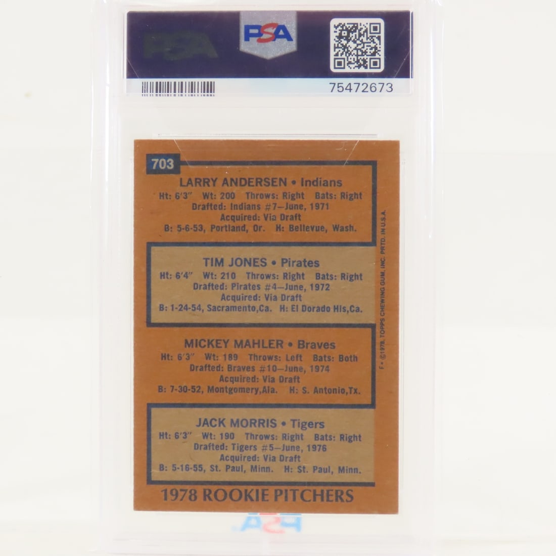 3 PSA Graded 1978 Topps Rookie Group Cards - 3