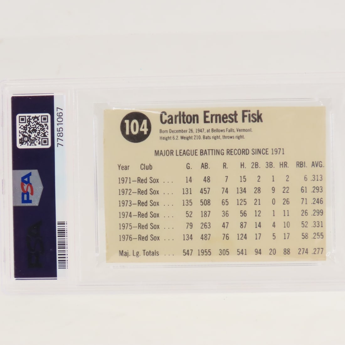1975, 1977, 1979 Hostess Carlton Fisk PSA graded - 5