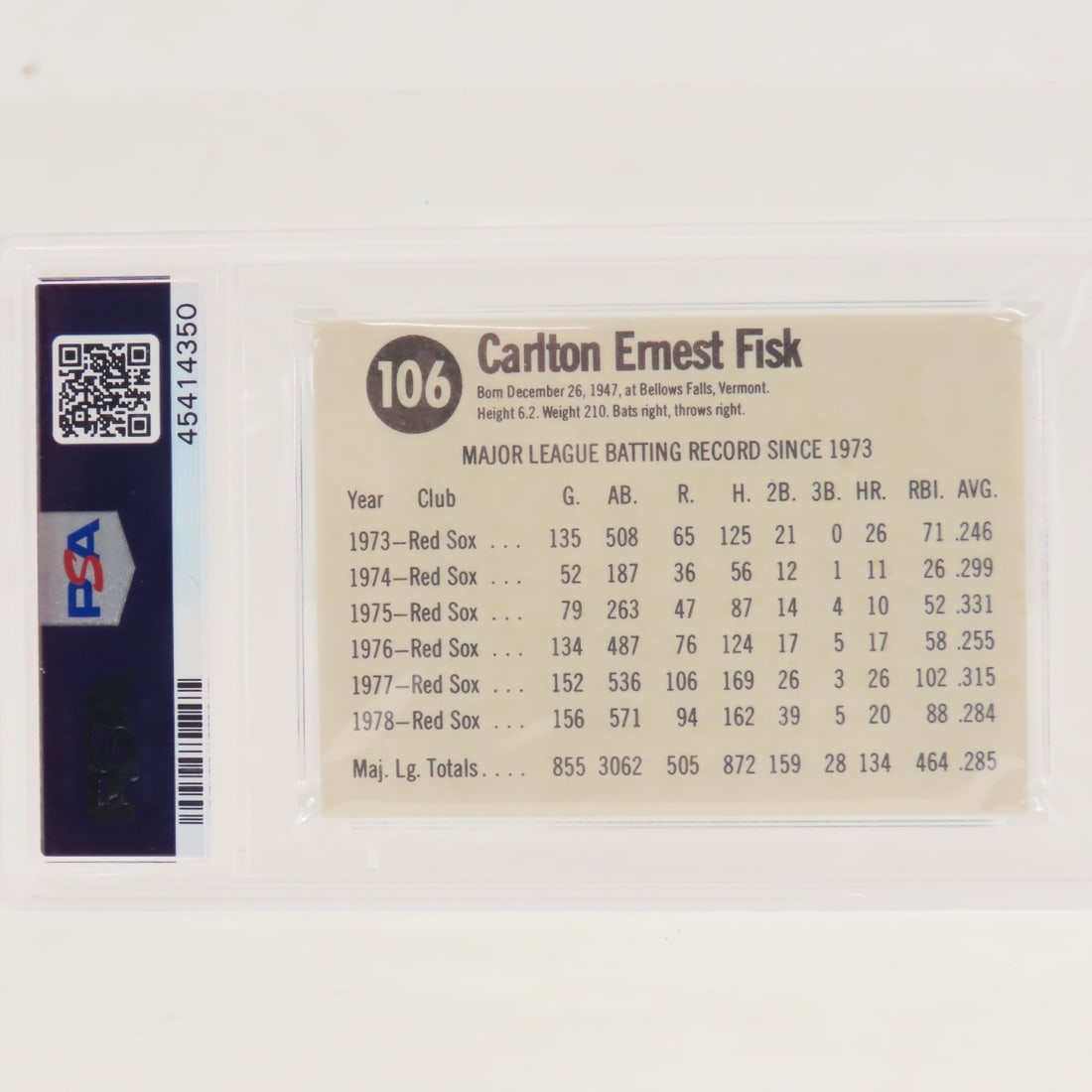 1975, 1977, 1979 Hostess Carlton Fisk PSA graded - 7