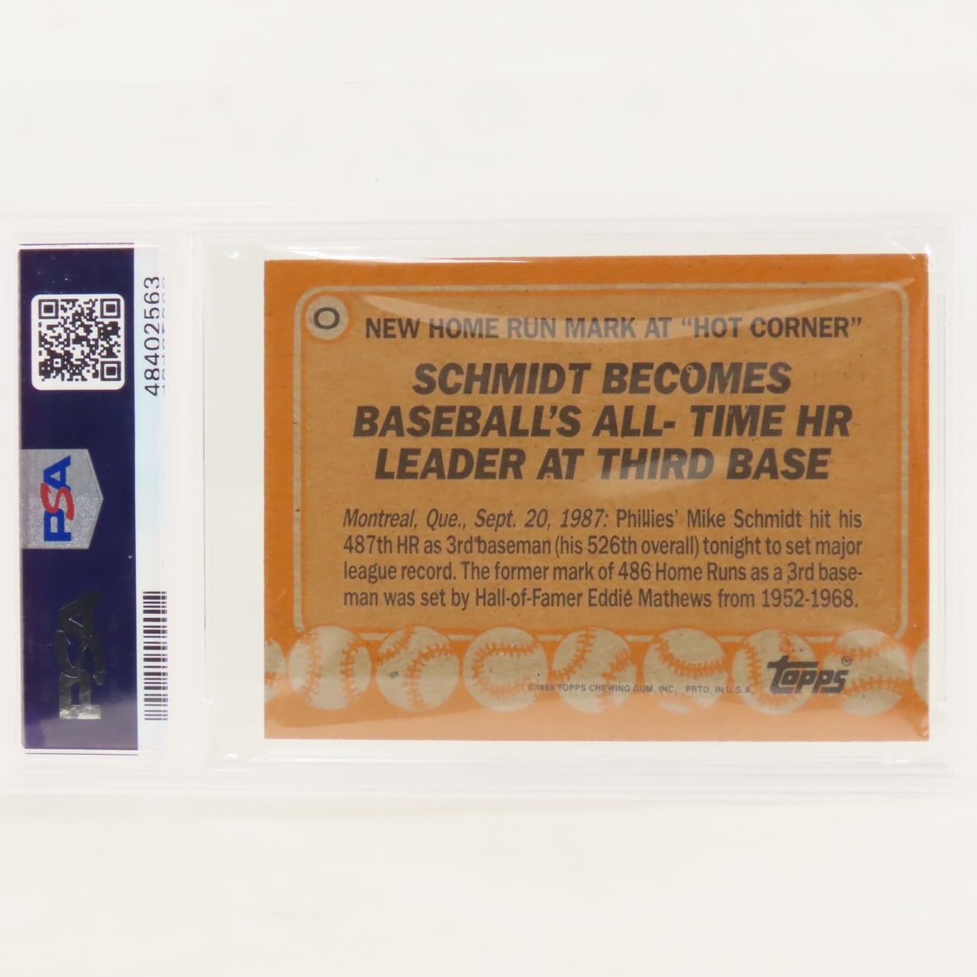 4 1988 Topps Box Panels Mike Schmidt #O PSA - 3