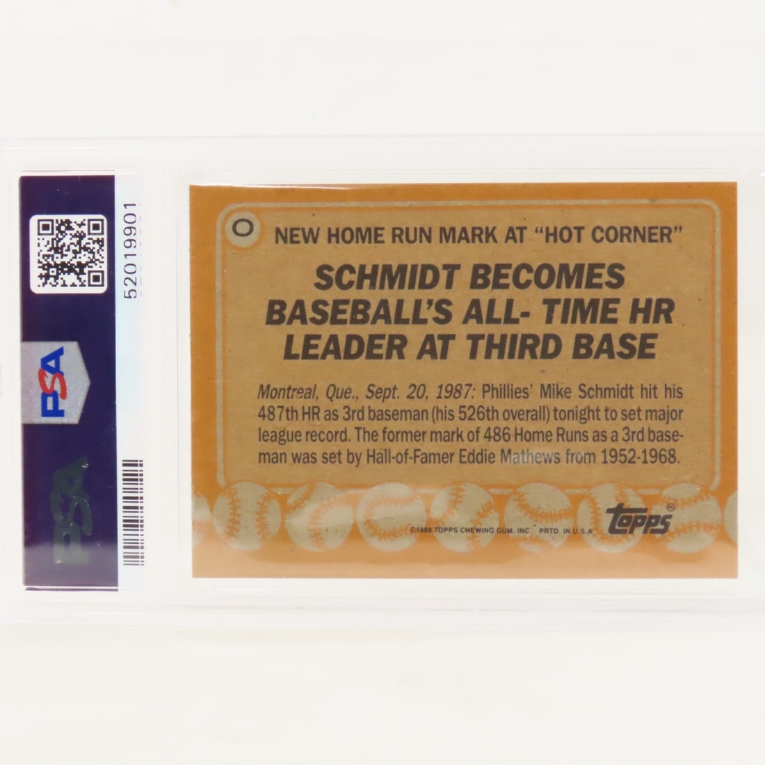 4 1988 Topps Box Panels Mike Schmidt #O PSA - 7