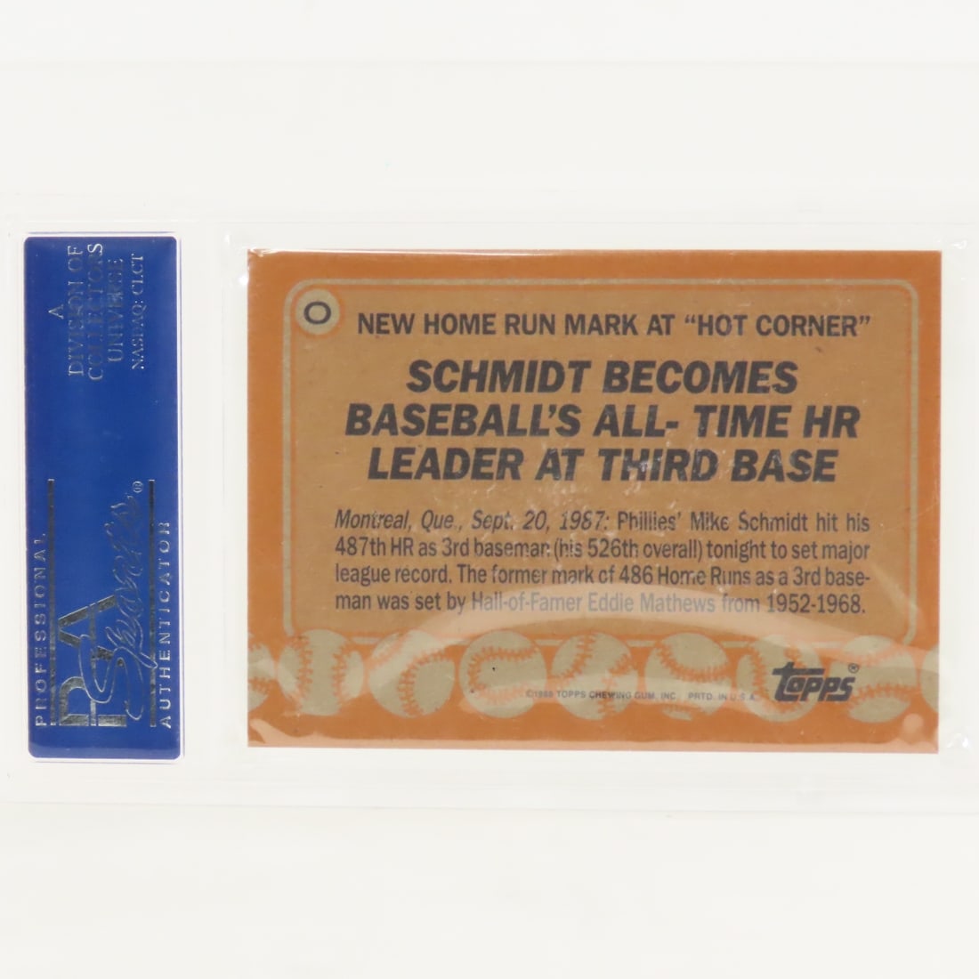 4 1988 Topps Box Panels Mike Schmidt #O PSA - 9