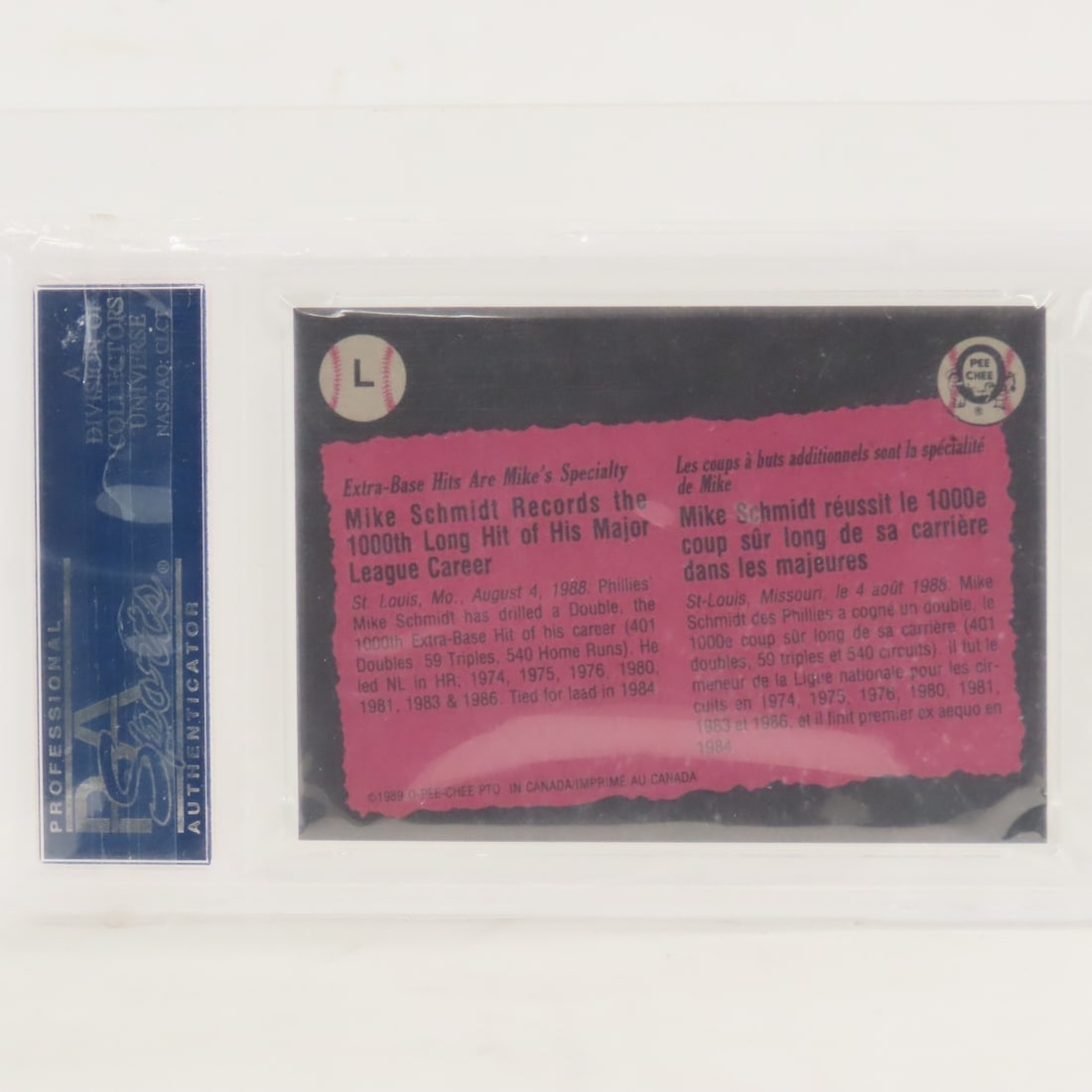 3 1989 O-PEE-CHEE Box Panels Mike Schmidt #L PSA - 5