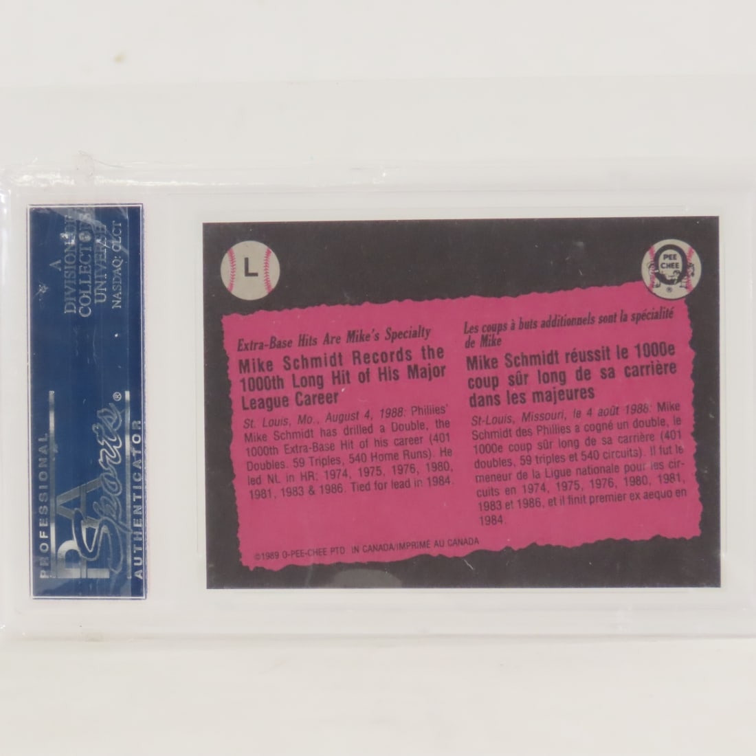 3 1989 O-PEE-CHEE Box Panels Mike Schmidt #L PSA - 7