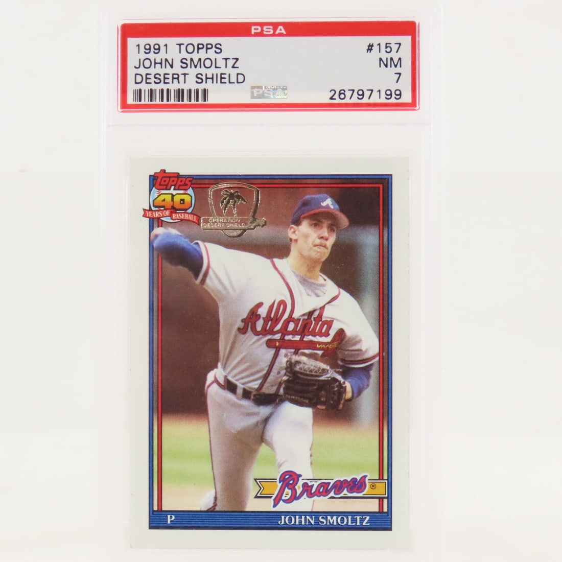 3 1991 Topps Desert Shield John Smoltz #157 PSA - 2