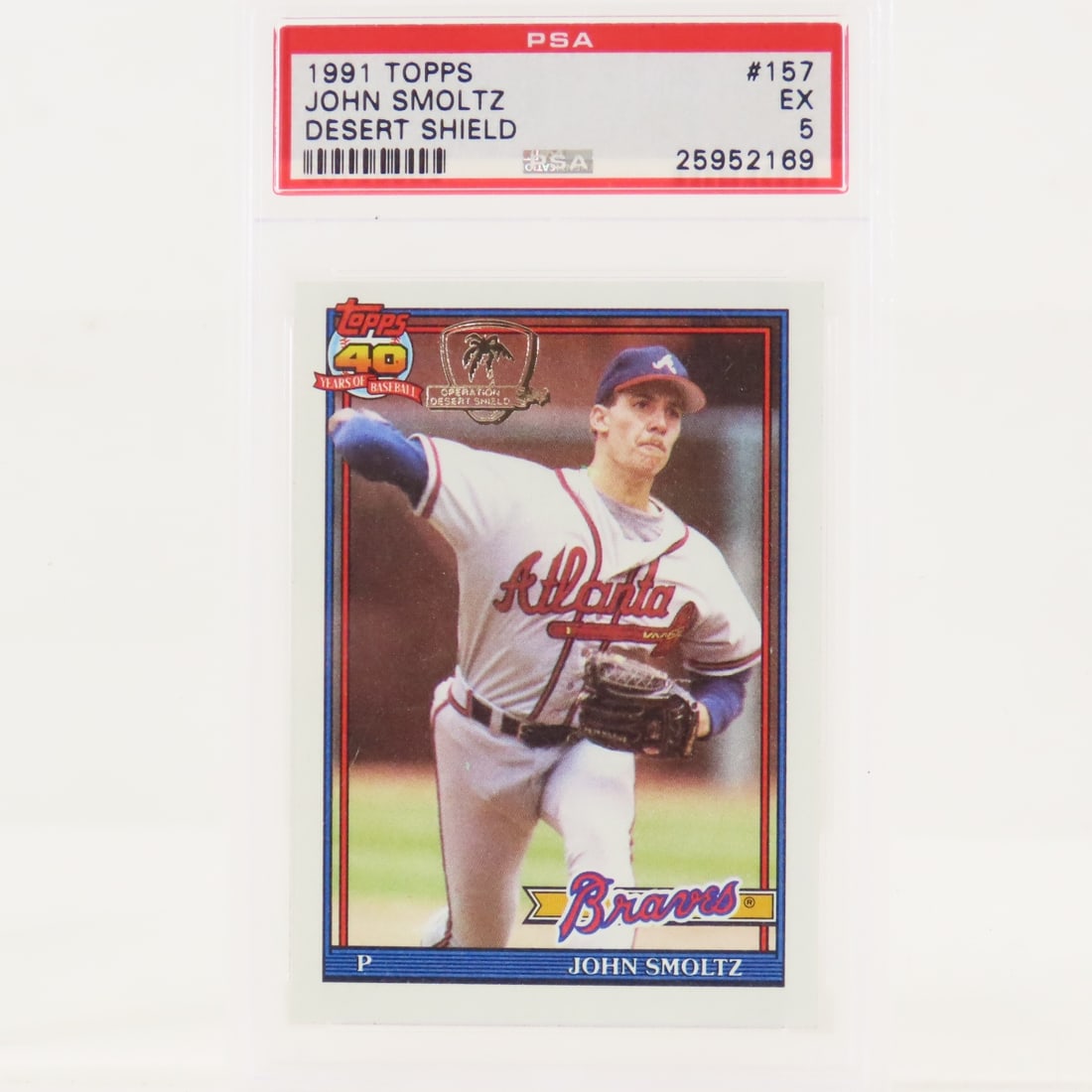 3 1991 Topps Desert Shield John Smoltz #157 PSA - 6