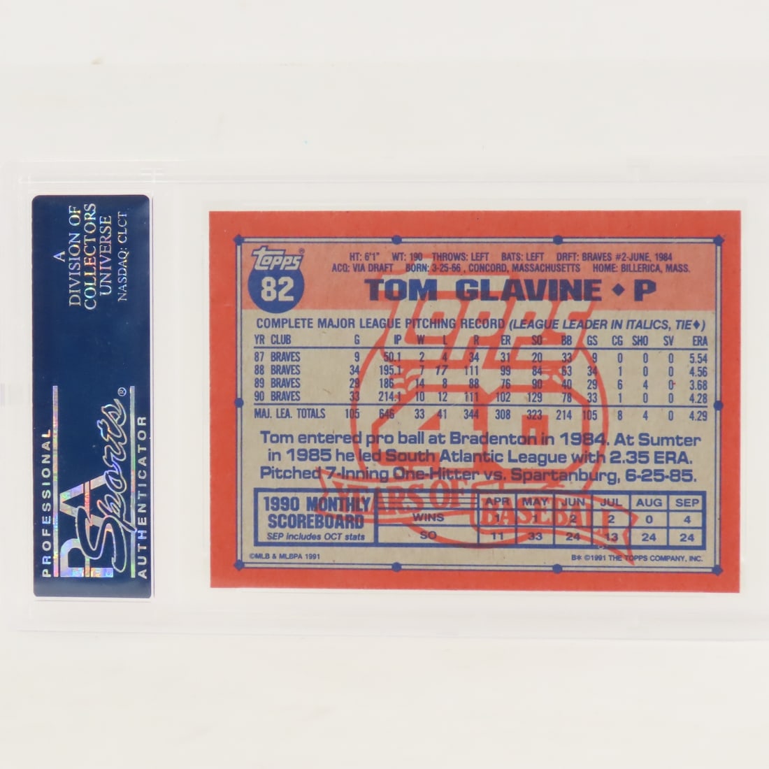 1991 Topps Desert Shield Tom Glavine #82 PSA 9 MT - 2