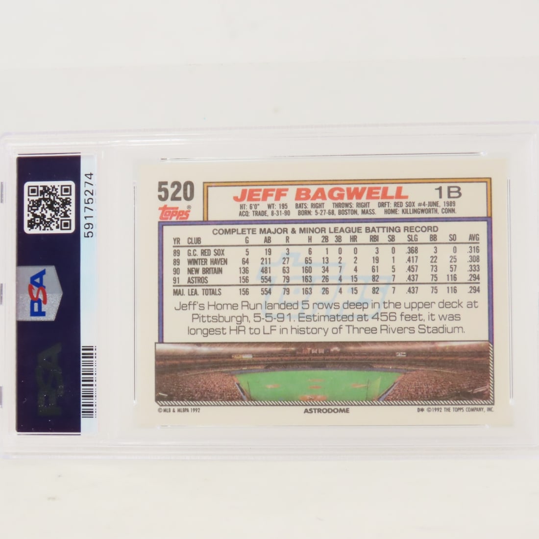 3 PSA Graded Jeff Bagwell Cards 1991 RC-1992 PSA 9 - 7
