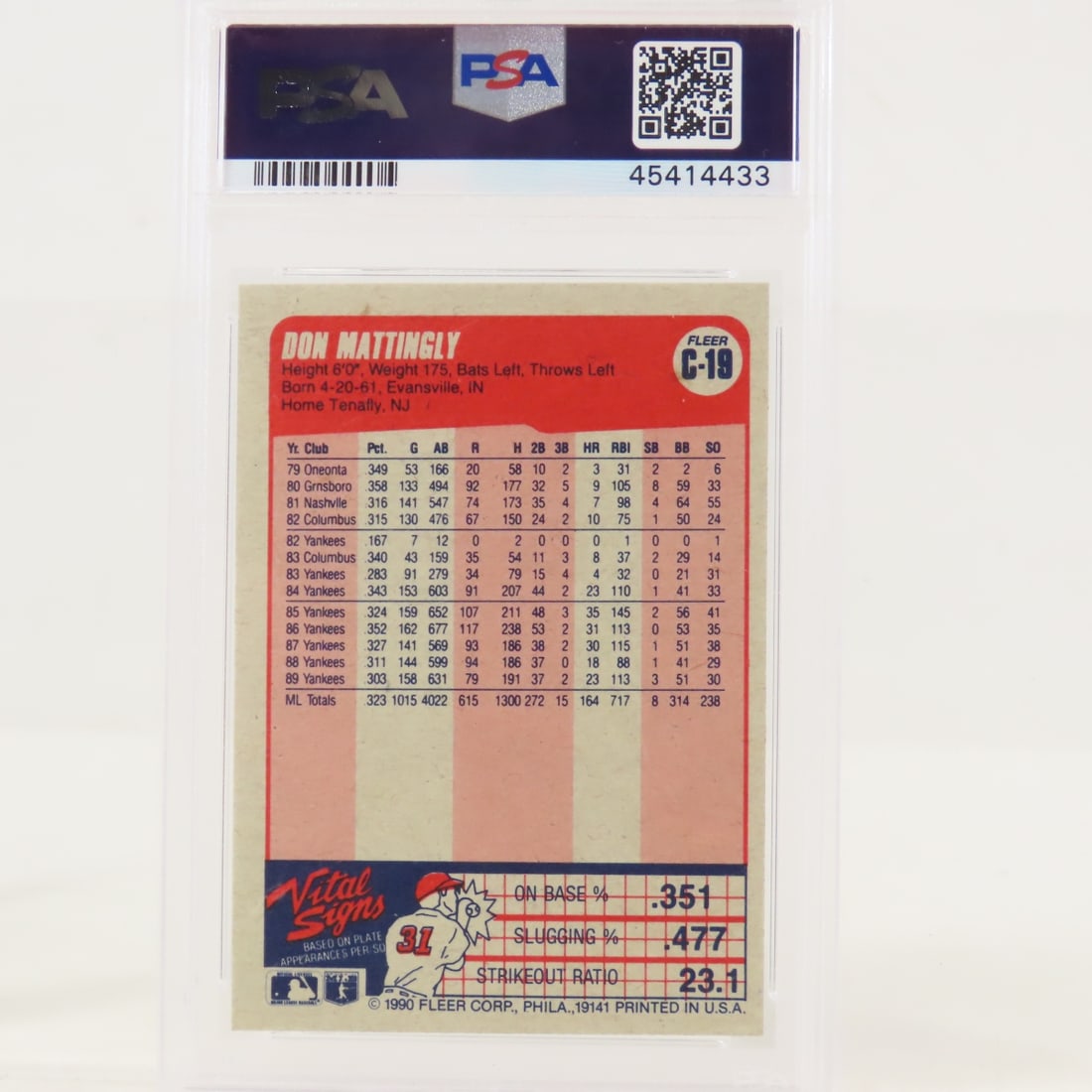 7 PSA 8 Graded Baseball Cards 1986 - 1991 - 9