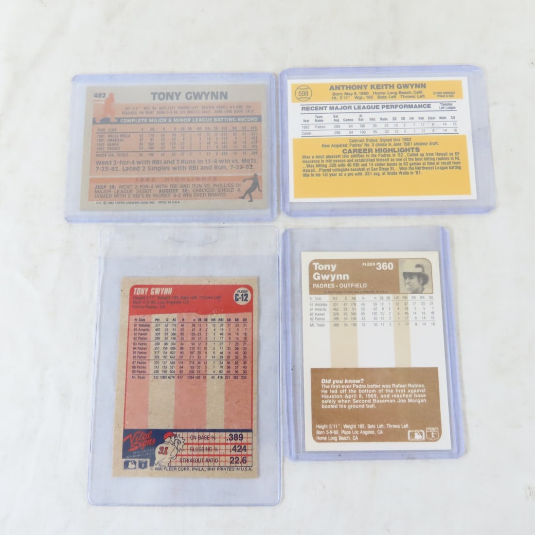Tony Gwynn Rookie Cards Topps, Fleer & Donruss - 3
