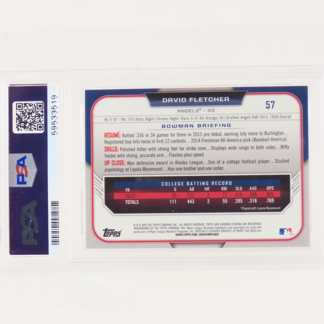 5 PSA Graded 2015-202 Baseball Cards - 3