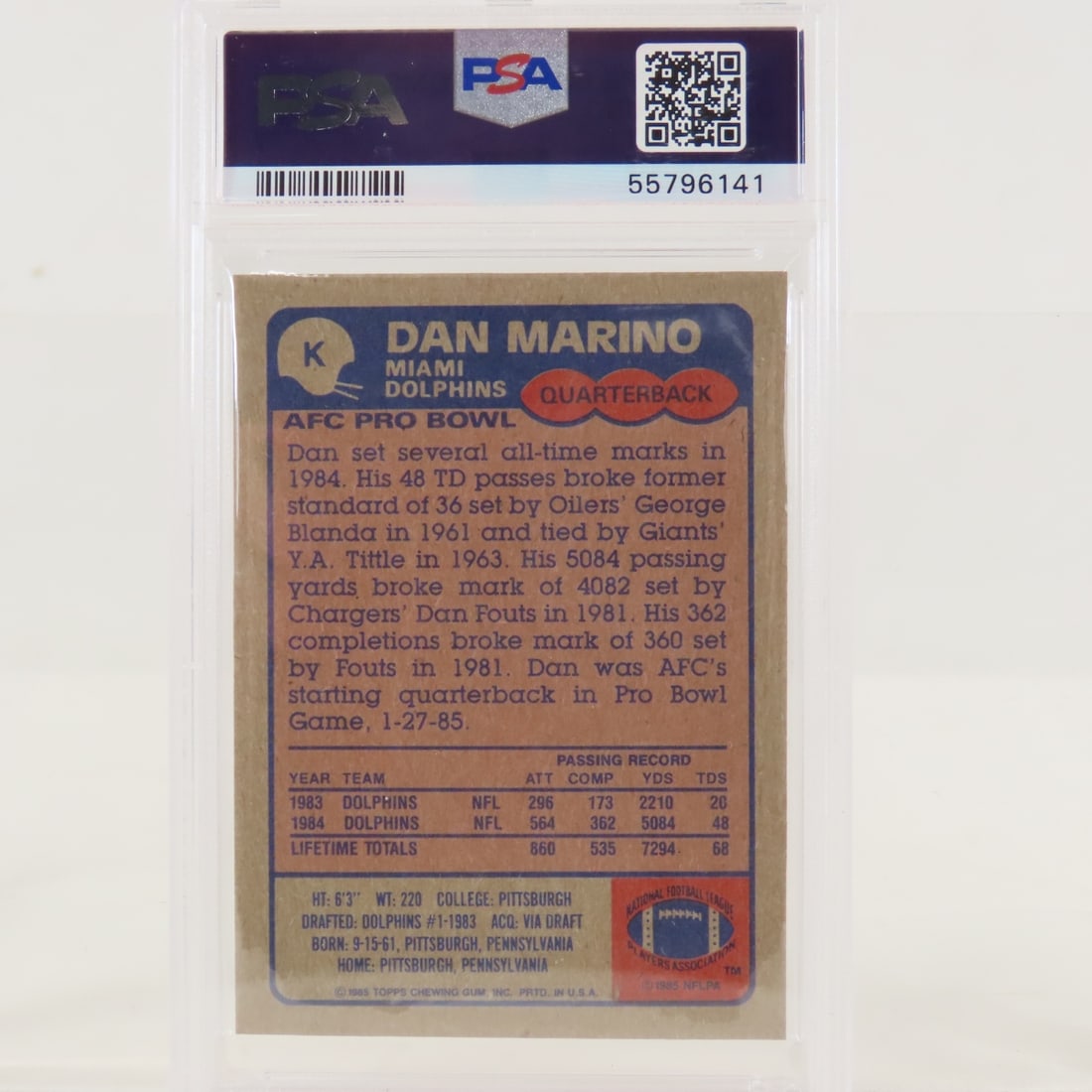 1985 Topps Box Bottoms Dan Marino #K PSA 7 NM - 3