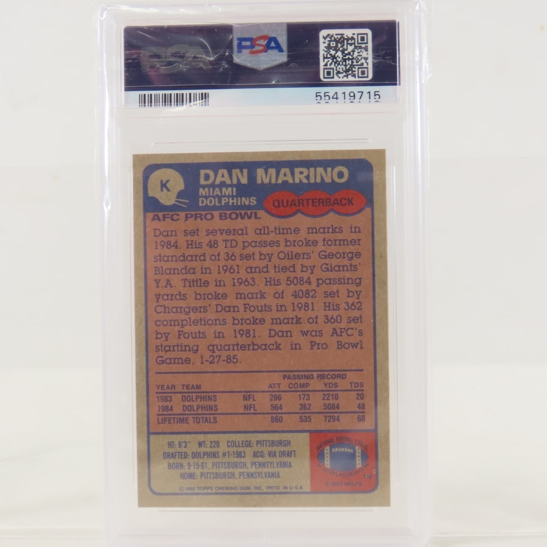 2 1985 Topps Box Bottoms Dan Marino #K PSA 6 EX-MT - 4